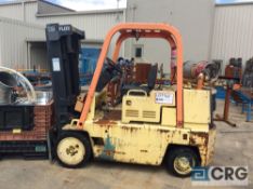 CAT T-80-D propane forklift, ROPS, single stage mast, solid tires (NO FORKS, DOESNT RUN)