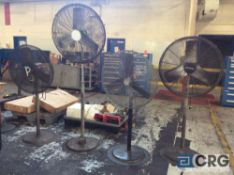 Lot of (4) 30 inch diameter pedestal shop fans