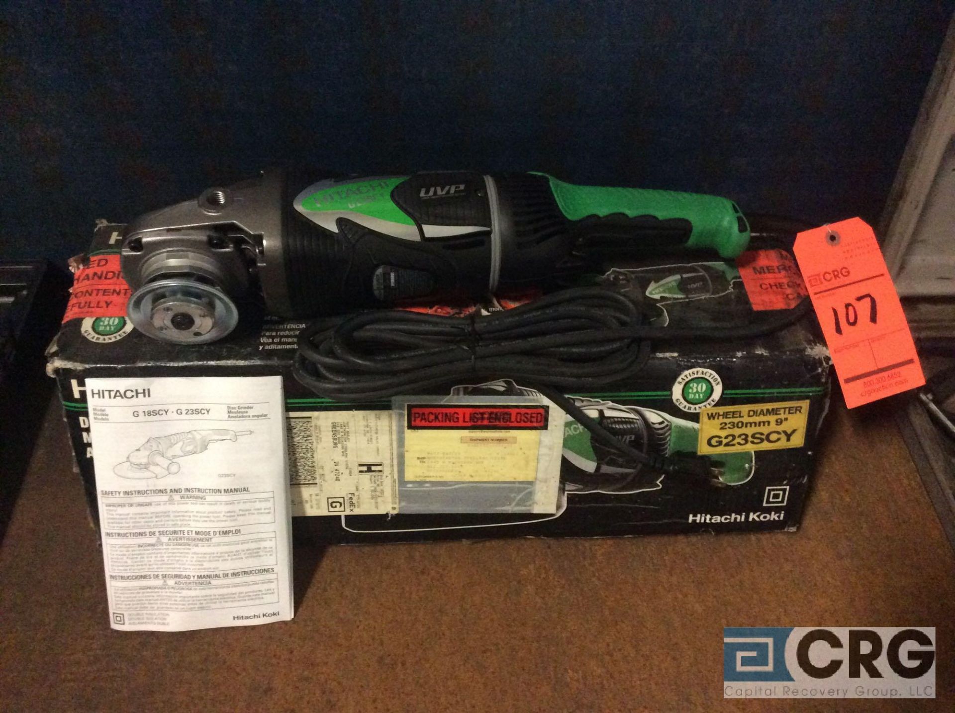 Hitachi G-23SCV heavy duty right angle grinder, 1 phase (NEW IN BOX)