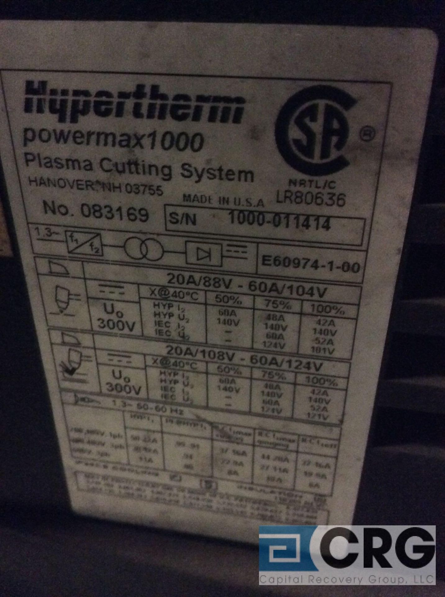 Hypertherm POWERMAX 1000 G3 portable plasma cutter, 3 phase - Image 2 of 2