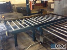 5 X 12 feet motorized roller conveyor table, 2 1/2 inch rollers (FEEDING THE STACKER)