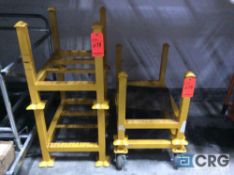 Lot of (3) tent stake racks with portable dolly