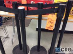 TENSABARRIER (6) black metal stanchions with black nylon strapping/divider 7.5’