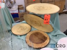 Lot of assorted rustic wood platter/trays, (1) 14 in. round, (1) 21 5/8 in., (1) 25 1/2 in. X 10 1/4