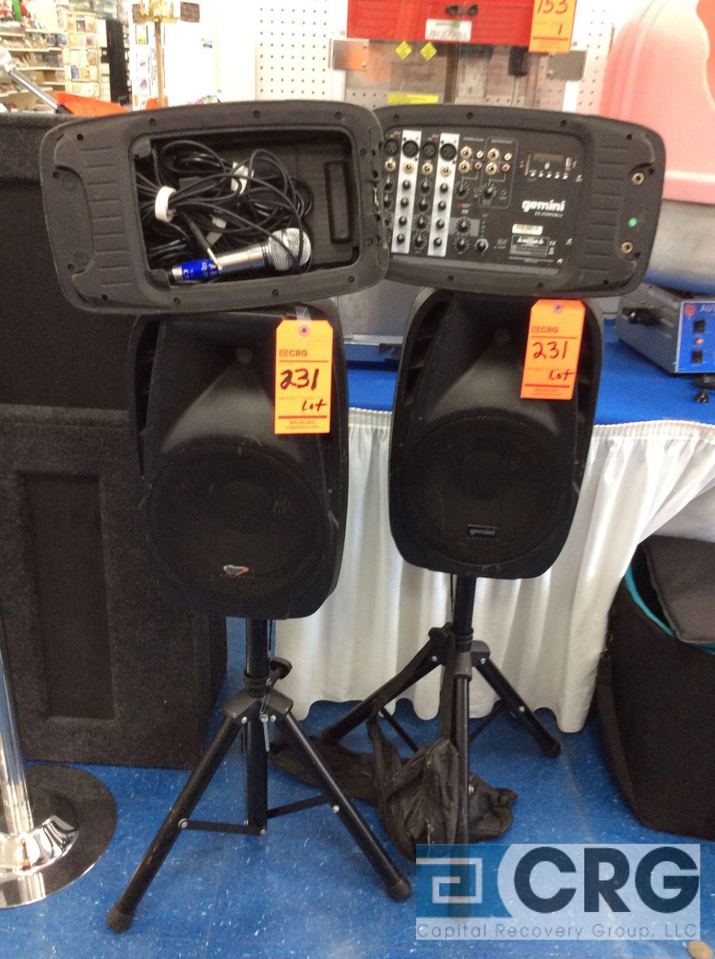 Gemini ES-210MXBLU portable speakers with microphone and stands - Image 2 of 2