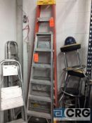 Lot consists of (1) 8’ fiberglass ladder, (1) 6’ aluminum ladder (wash room)