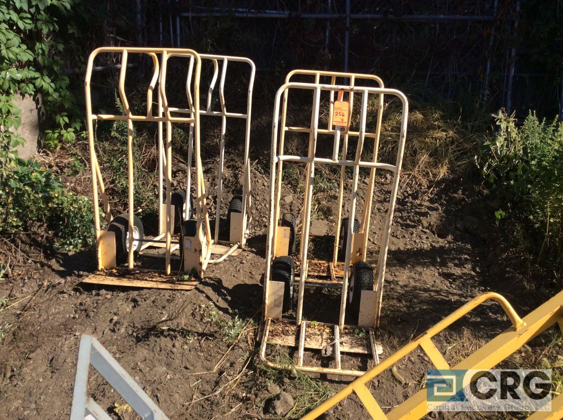 Lot of (4) pneumatic tire hand trucks