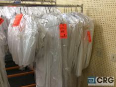 Lot of WHITE skirting including (11) table skirts, (3) 13 foot stage skirts, amd (5) 42 inch bar