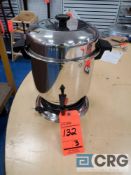 Lot of (3) assorted 36 cup stainless coffee makers