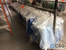 Lot of (190+/-) asst 90 inch round table cloths including dark blue, light blue, powder blue,