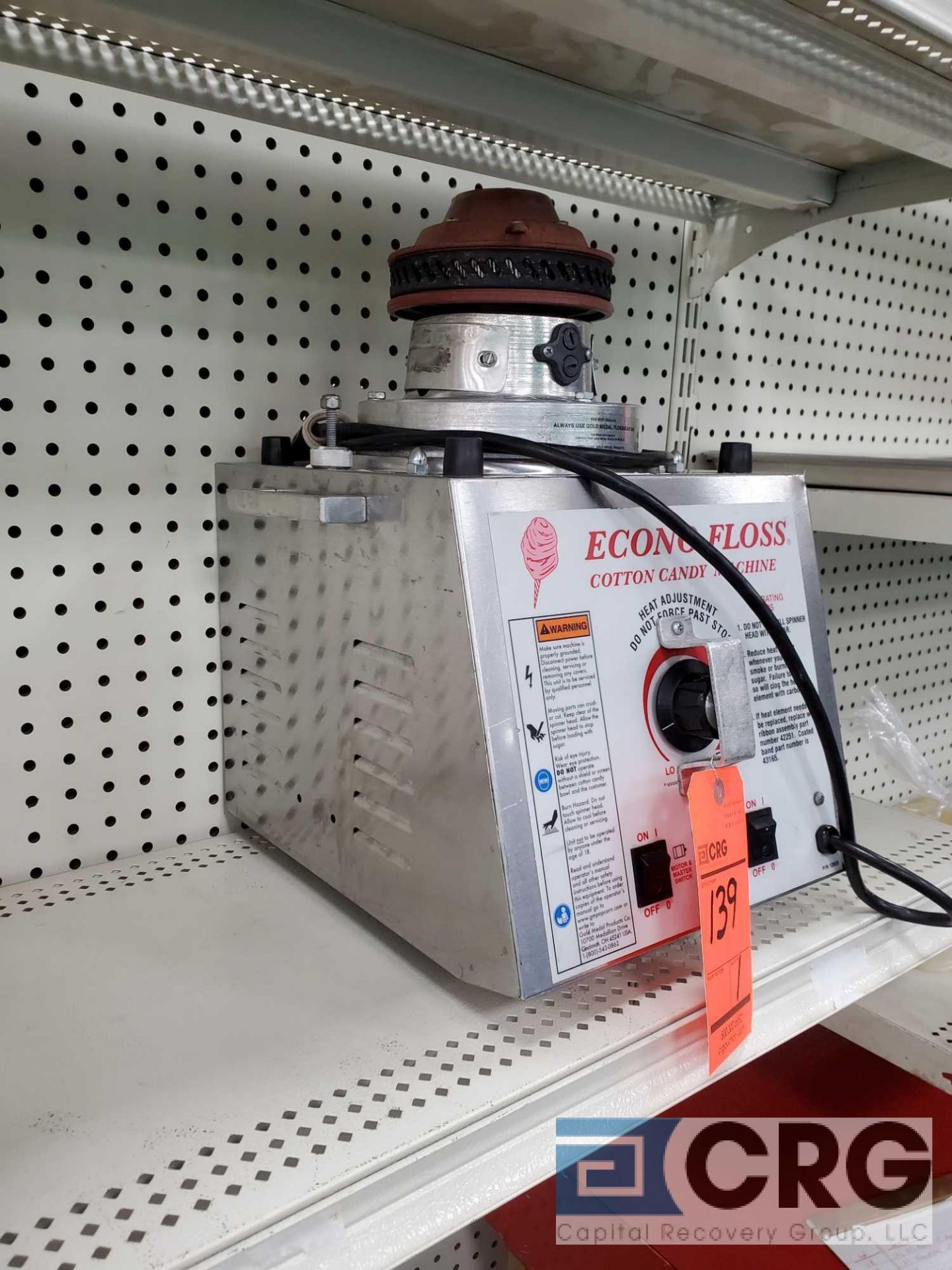 Gold Medal Econo Floss m/n 3017SS cotton candy machine with aluminum bowl and pink plastic cover, - Image 3 of 4