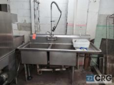 2 bay stainless steel sink with rinser and 11 in. drainboard