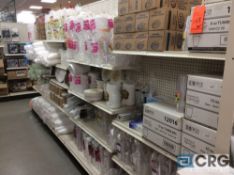 Lot of asst plastic glassware, styrofoam cups, plastic cups, wire chaffing dishes with insert pans