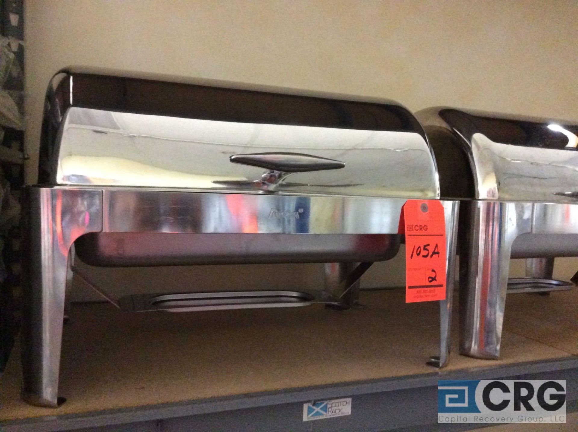 Lot of (2) 8 qt stainless rolltop chafer with 4 in. deep pan, 12 x 20