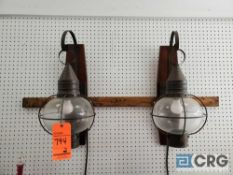 Lot of (2) rustic hanging lights with protective container