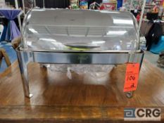 Lot of (2) 8 qt stainless rolltop chafer with 4 in. deep pan, 12 x 20