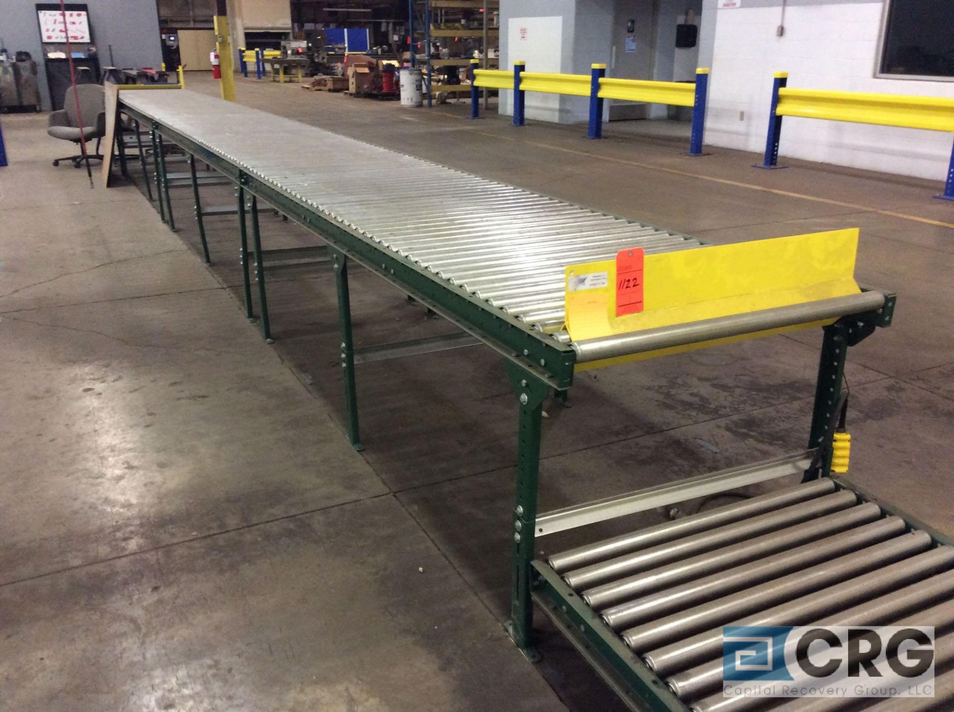 (2) sections approx 30 feet roller conveyor, 35 1/2 X 2 inch rollers