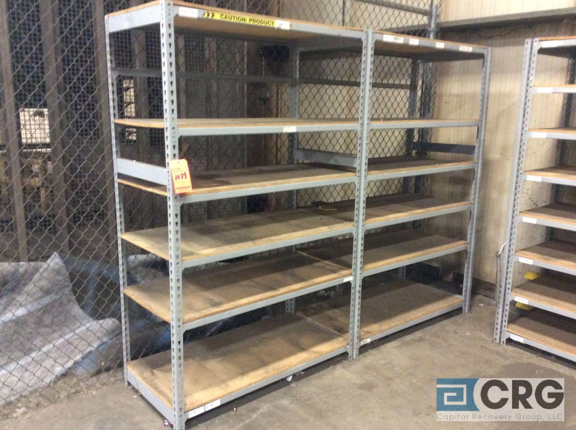 Lot of (7) sextions 6 foot X 24 inches deep adjustable metal shelving with wood shelves - Image 2 of 3