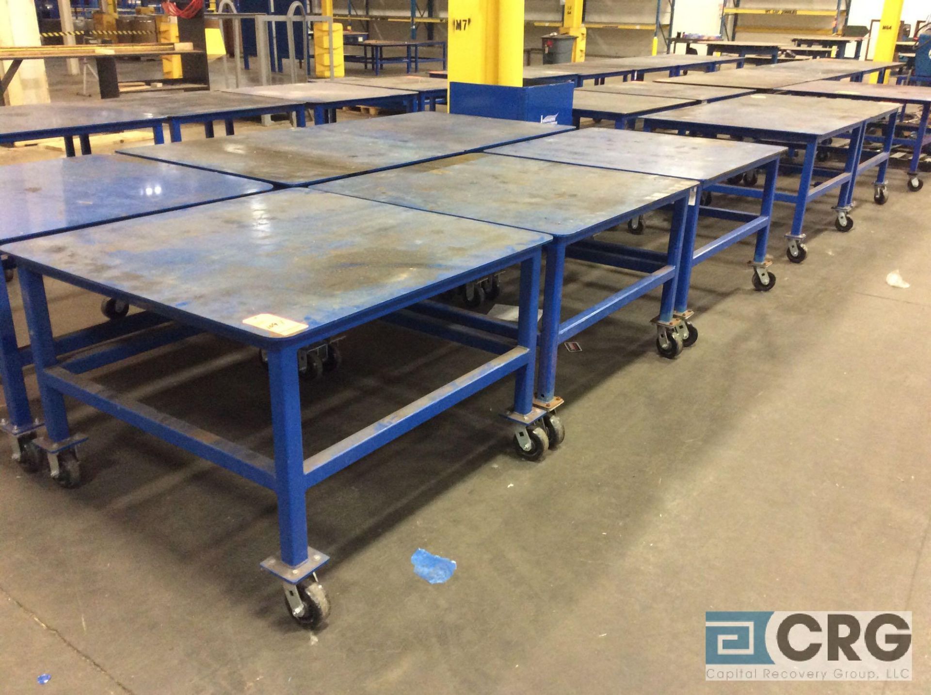 Lot of (5) 48 X 48 inch steel portable work tables