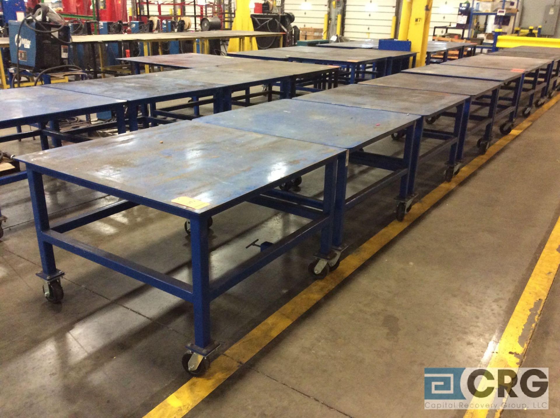 Lot of (5) 48 X 48 inch steel portable work tables