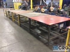 Lot of (6) asst 4 X 4 and 5 X 5 steel work tables