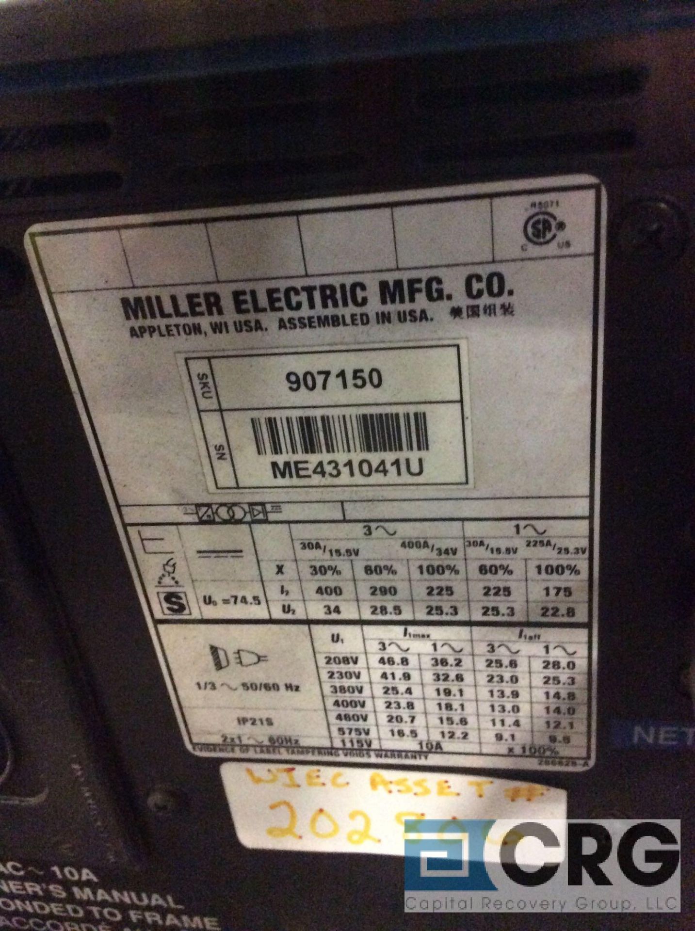 Miller AXCESS 300 welder, 3 phase With wire feed - Image 3 of 3