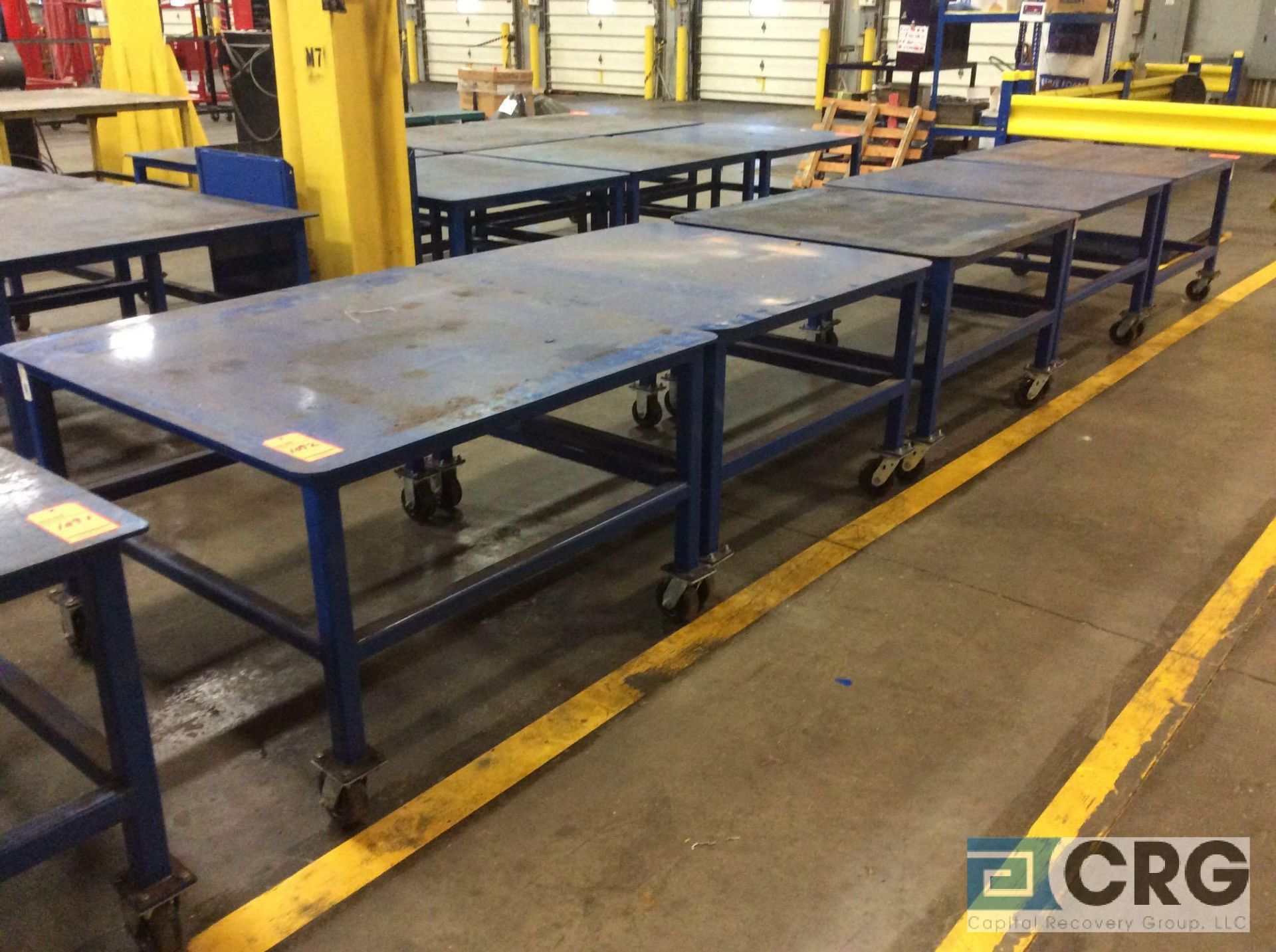 Lot of (5) 48 X 48 inch steel portable work tables