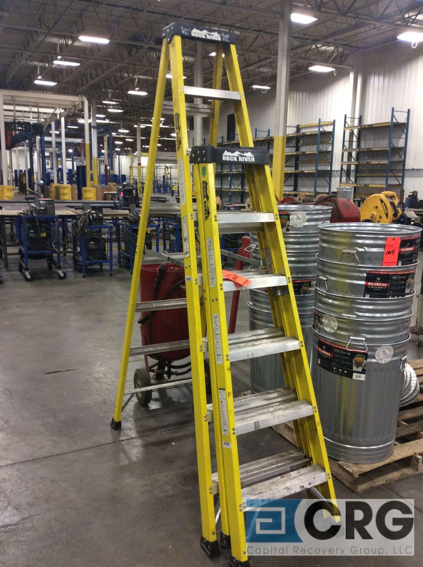 Lot of (2) Rock River fiberglass step ladders, (1) 8 foot and (1) 6 foot