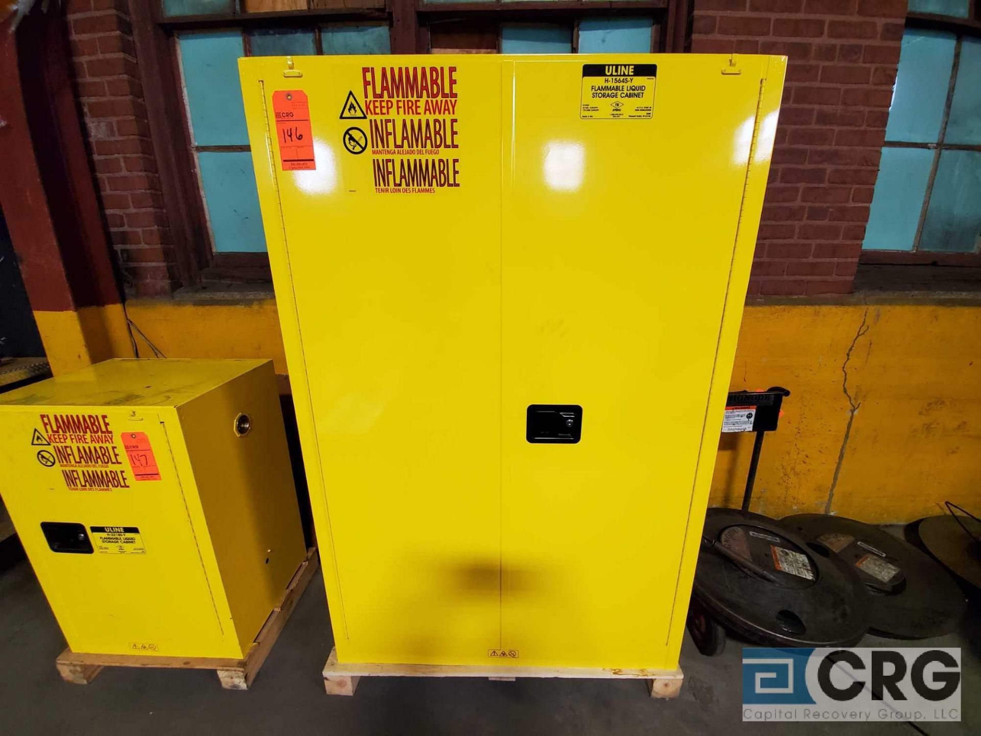 ULINE H-1564S-Y flammable liquid storage cabinet, 45 gallon capacity 65 in. tall x 40 in. wide x - Image 2 of 4