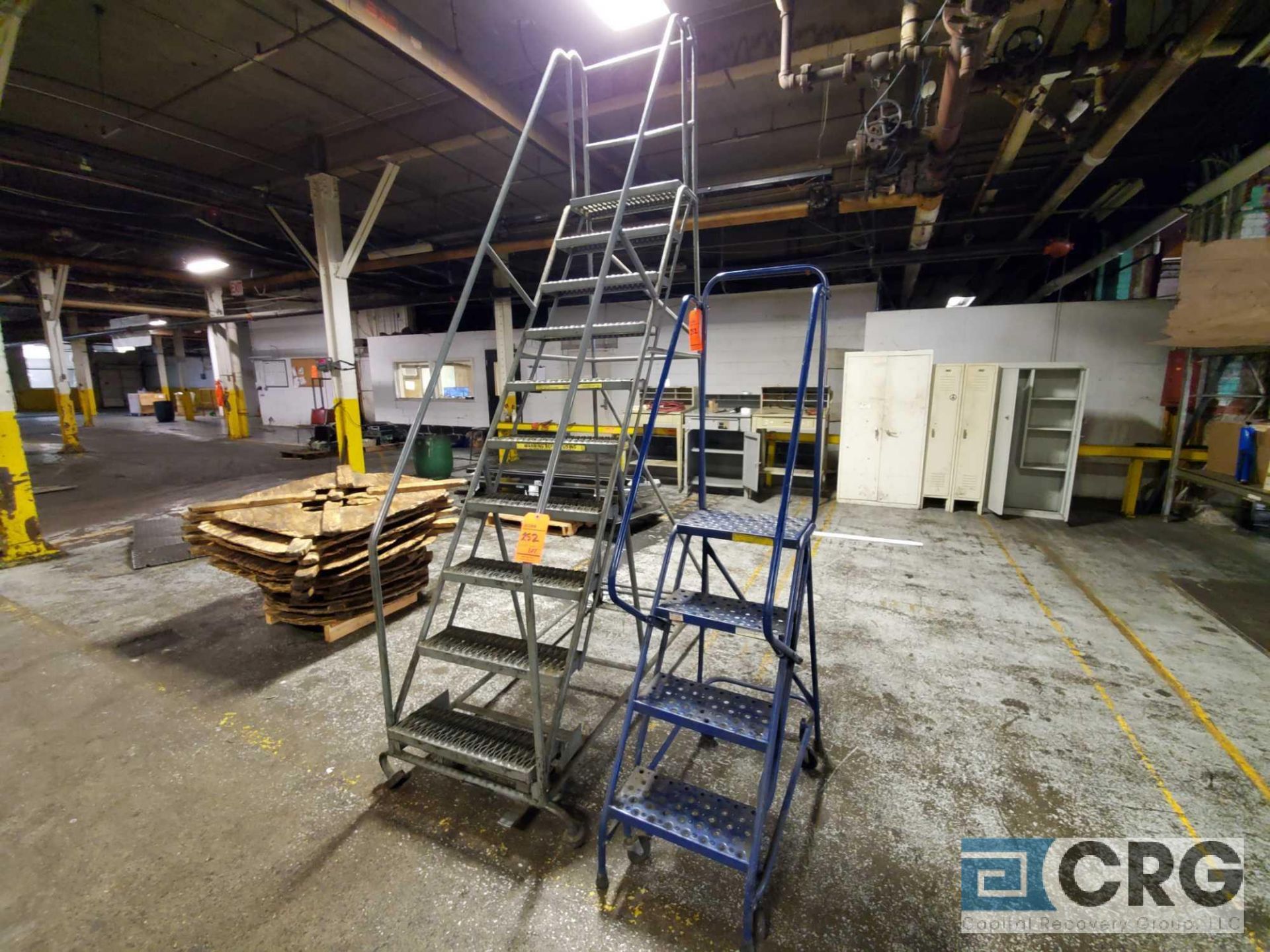 Lot of (3) assorted stock ladders including (1) 10- step, (1) 7- step (near annealing area, (1) 4-