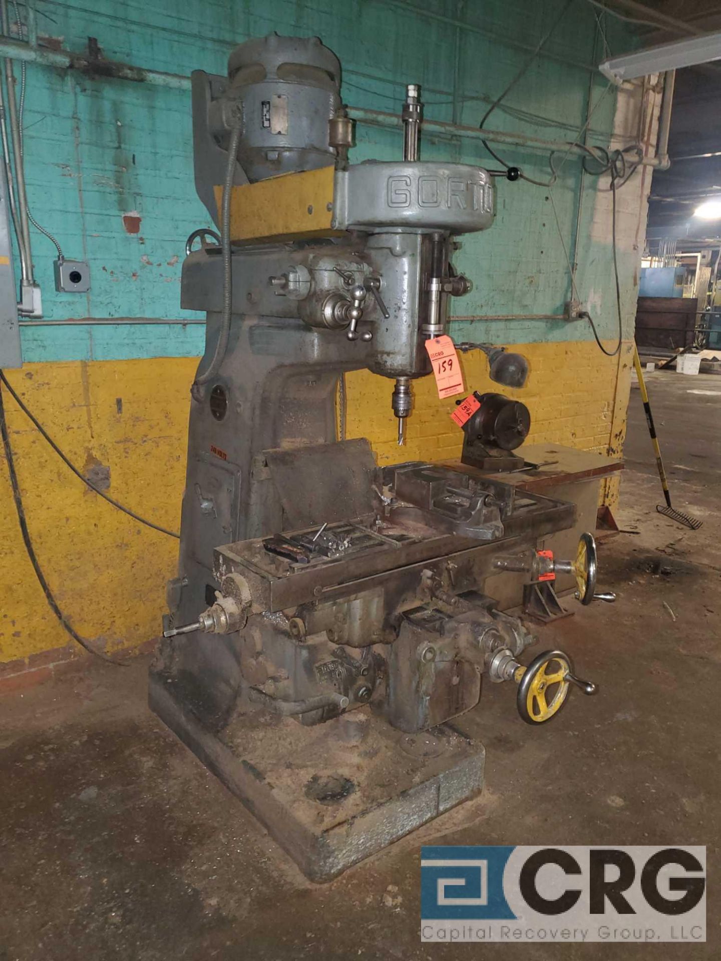 Gorton vertical milling machine, 3 phase, 240v, 1/2 in. chuck, 6 inch vise, 10 in. X 42 in. table ( - Image 2 of 4