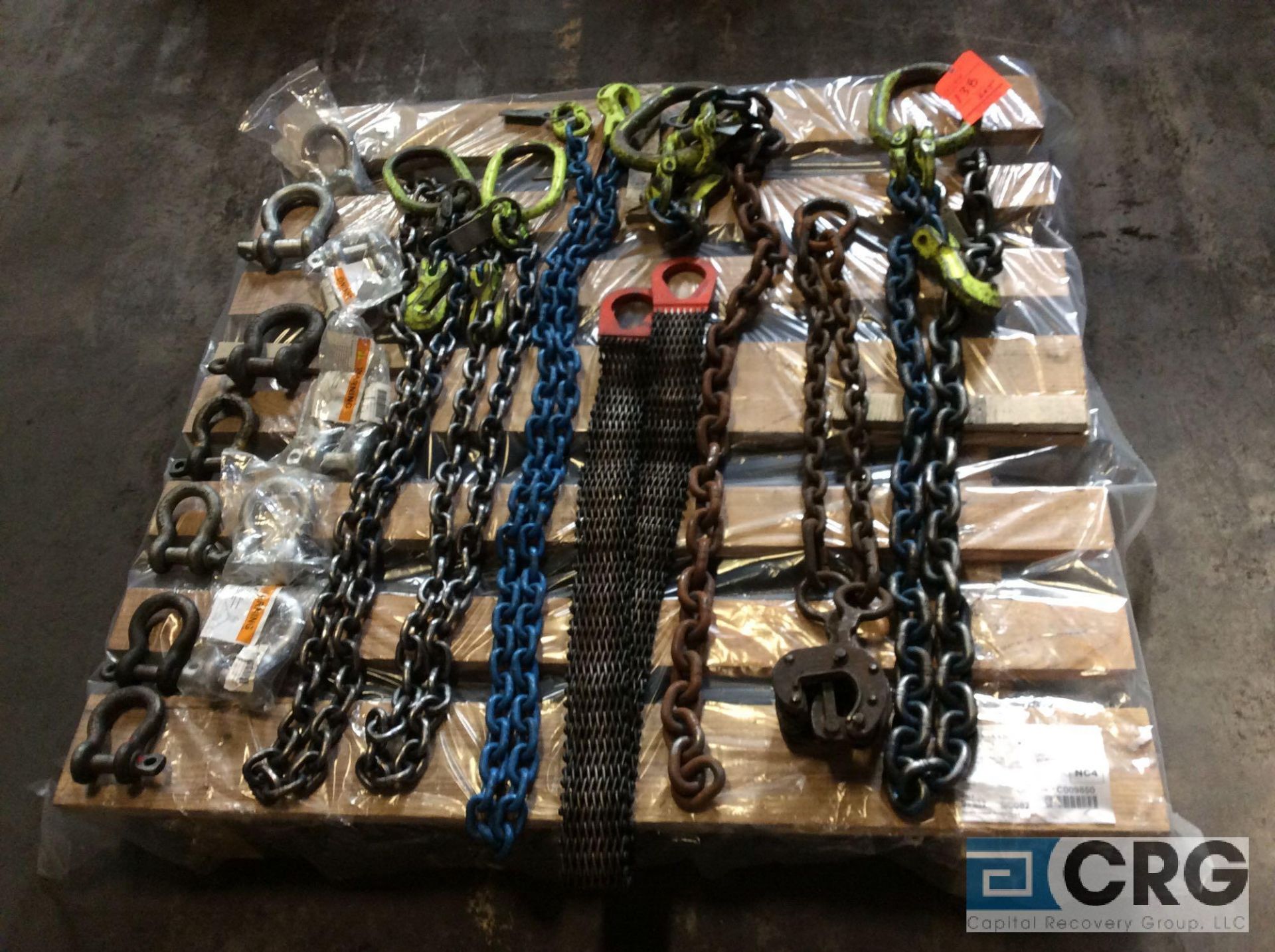 Lot of assorted lifting equipment, including (3) assorted single leg lifting chain slings, (1)