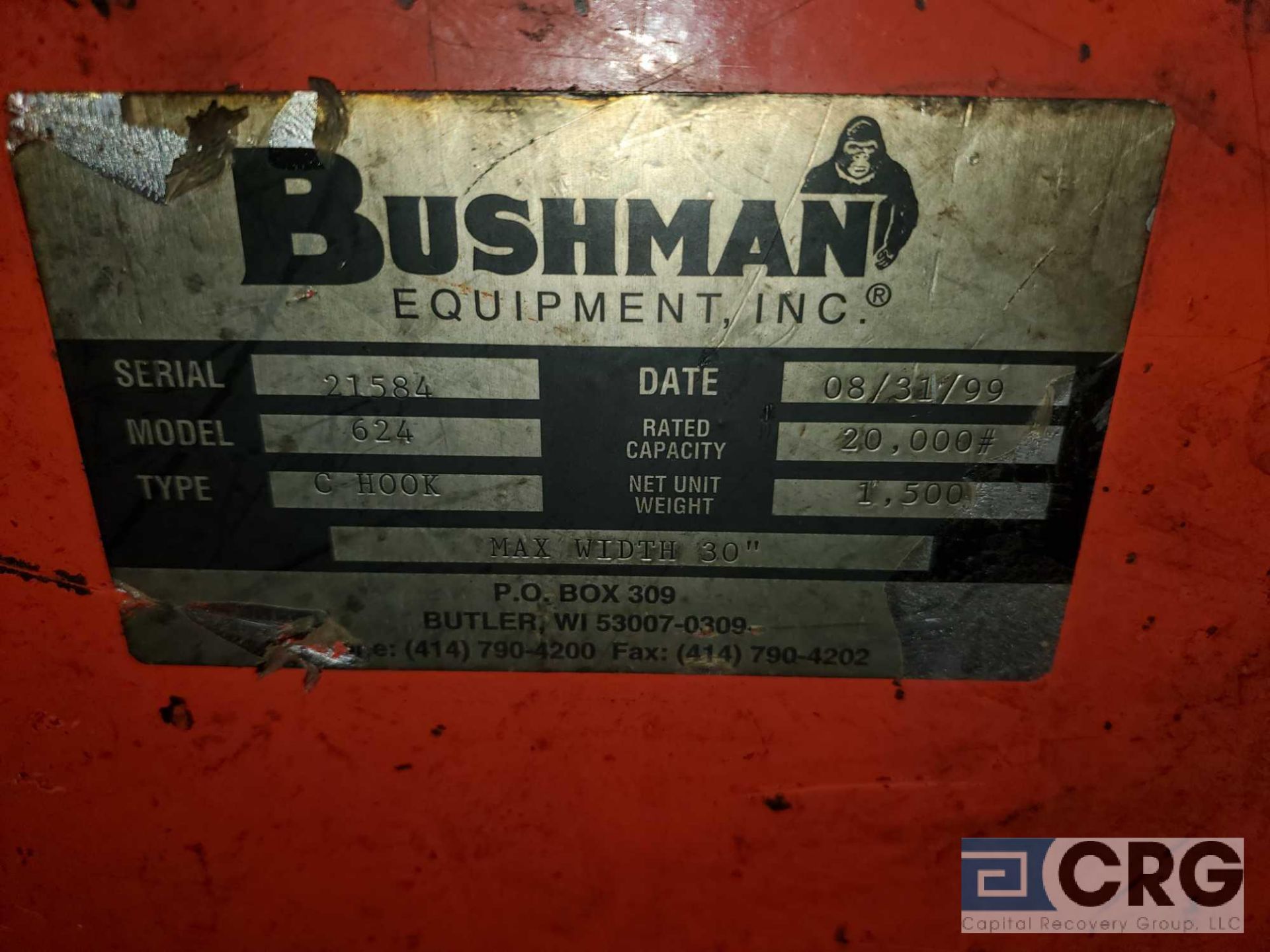 Bushman 10 ton capacity C shaped spool lifting fixture - Image 2 of 2