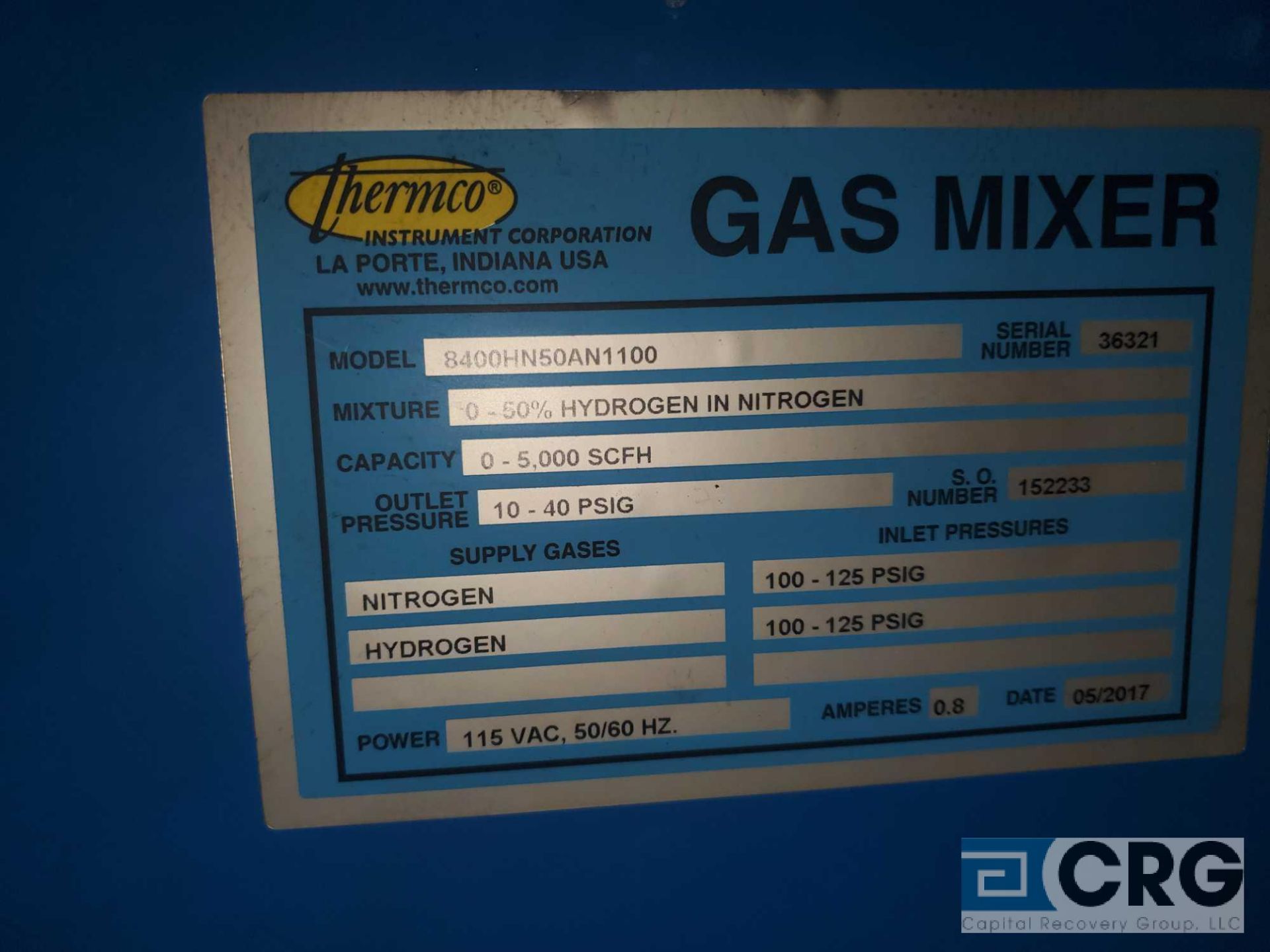 Thermco mn 8400HN50AN1100, nitrogen and hydrogen gas mixer - Image 2 of 2