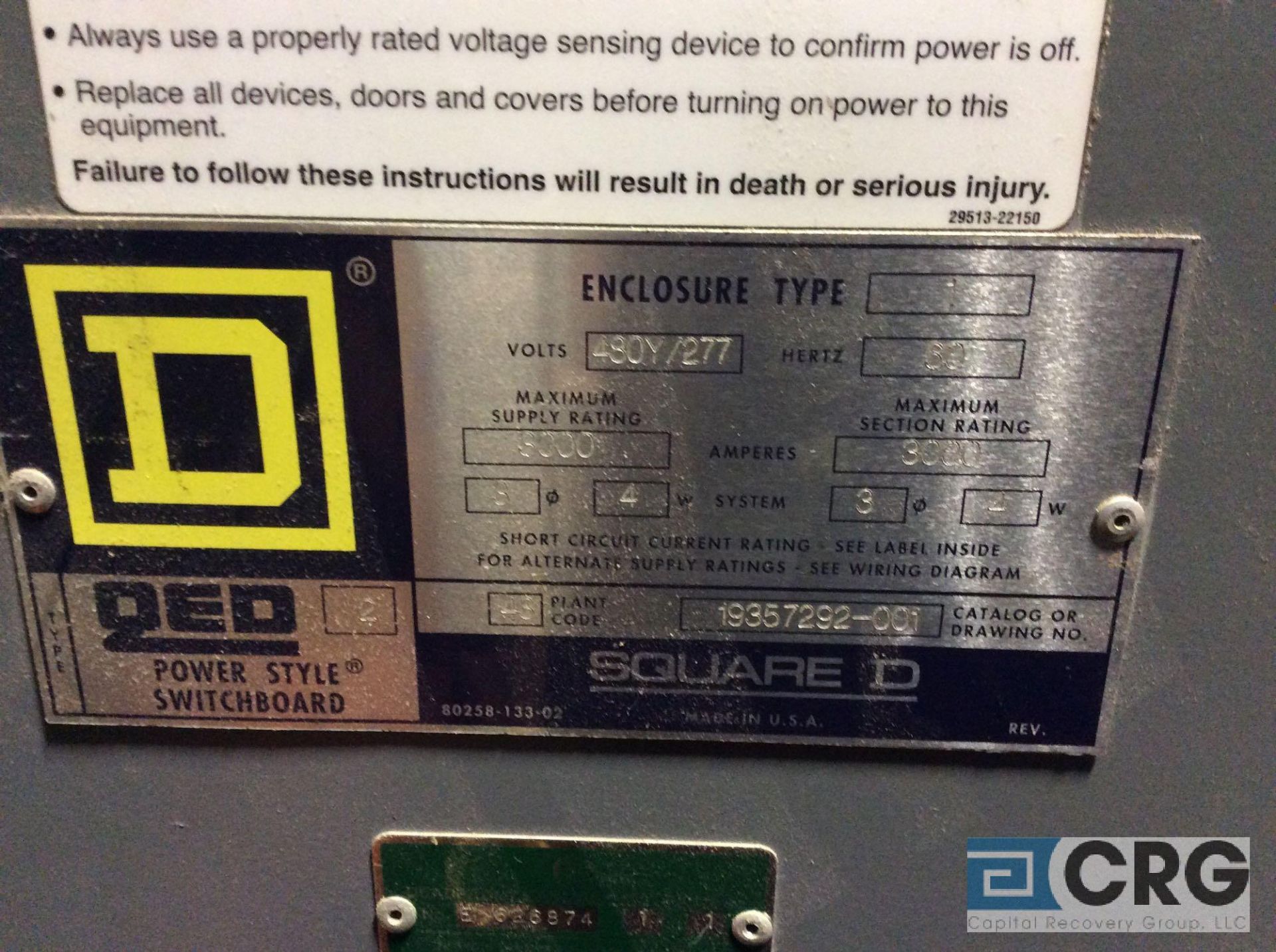 Square D transformer, 3000 max amps, 480Y / 277 volts, with (4) 400 amp Thermal Magnetic breakers - Image 2 of 4