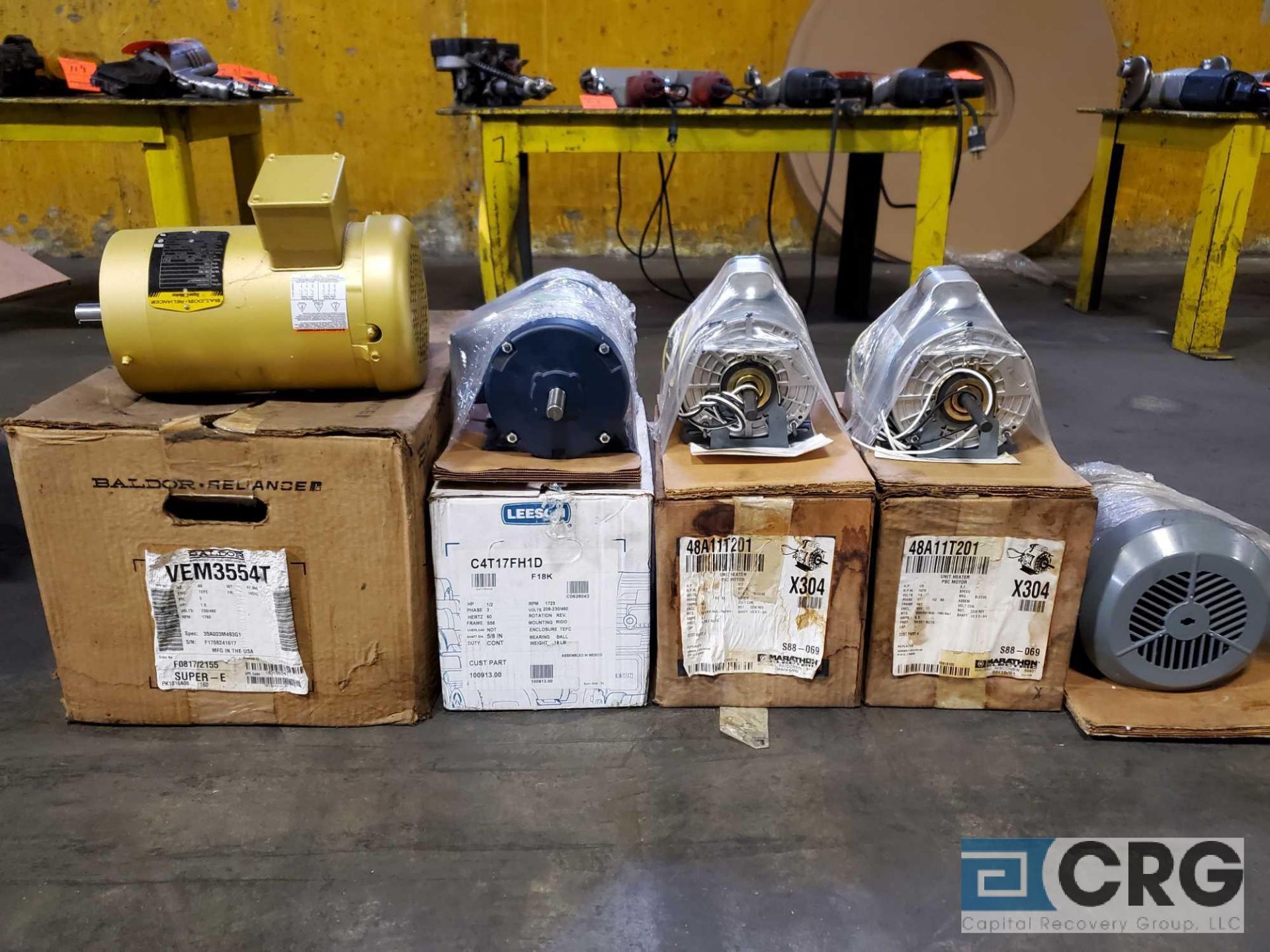 Lot of (5) assorted motors 1/3 hp to 1.5 hp (NEW)