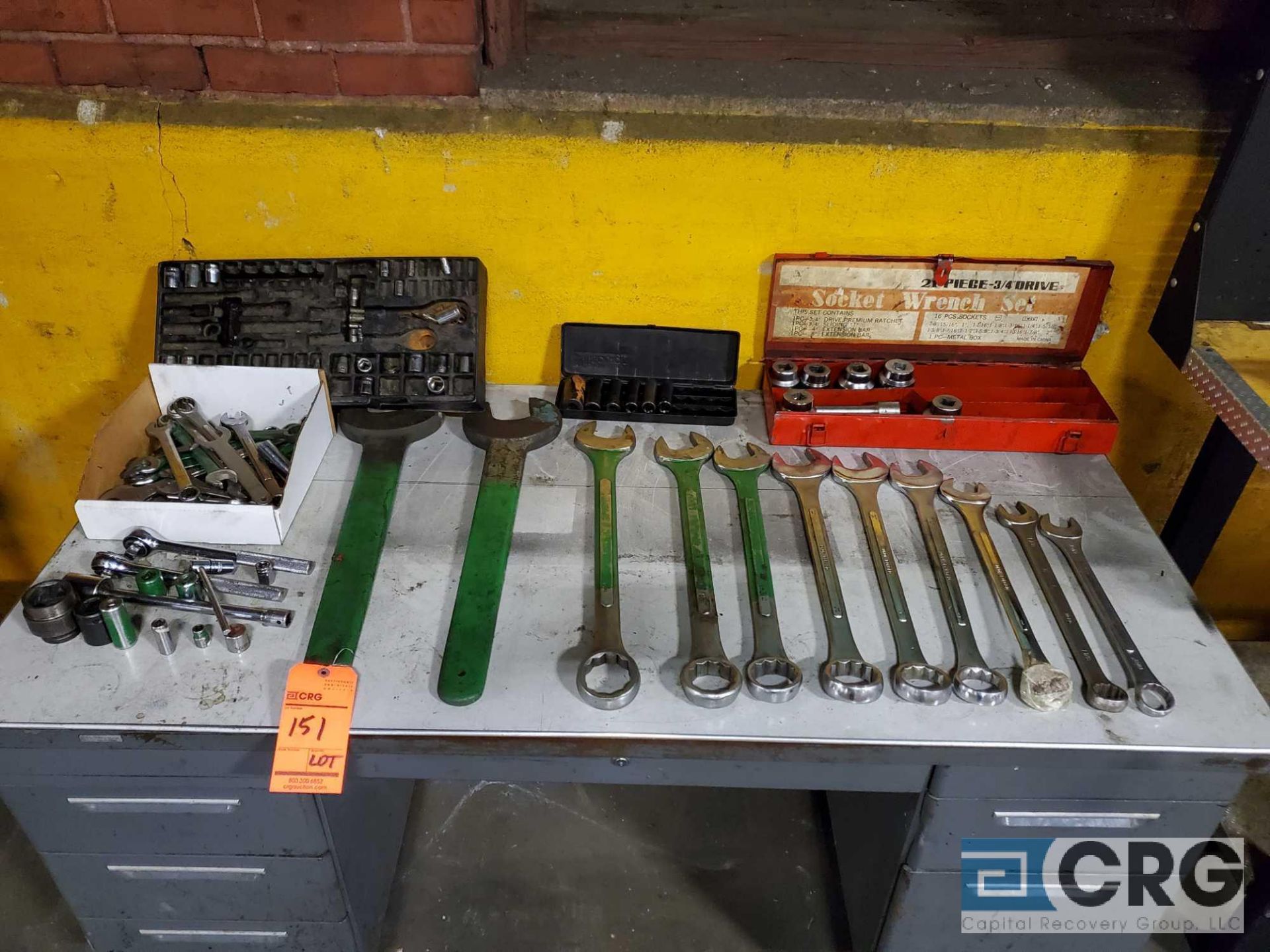 Lot of assorted wrenches, sockets, etc.