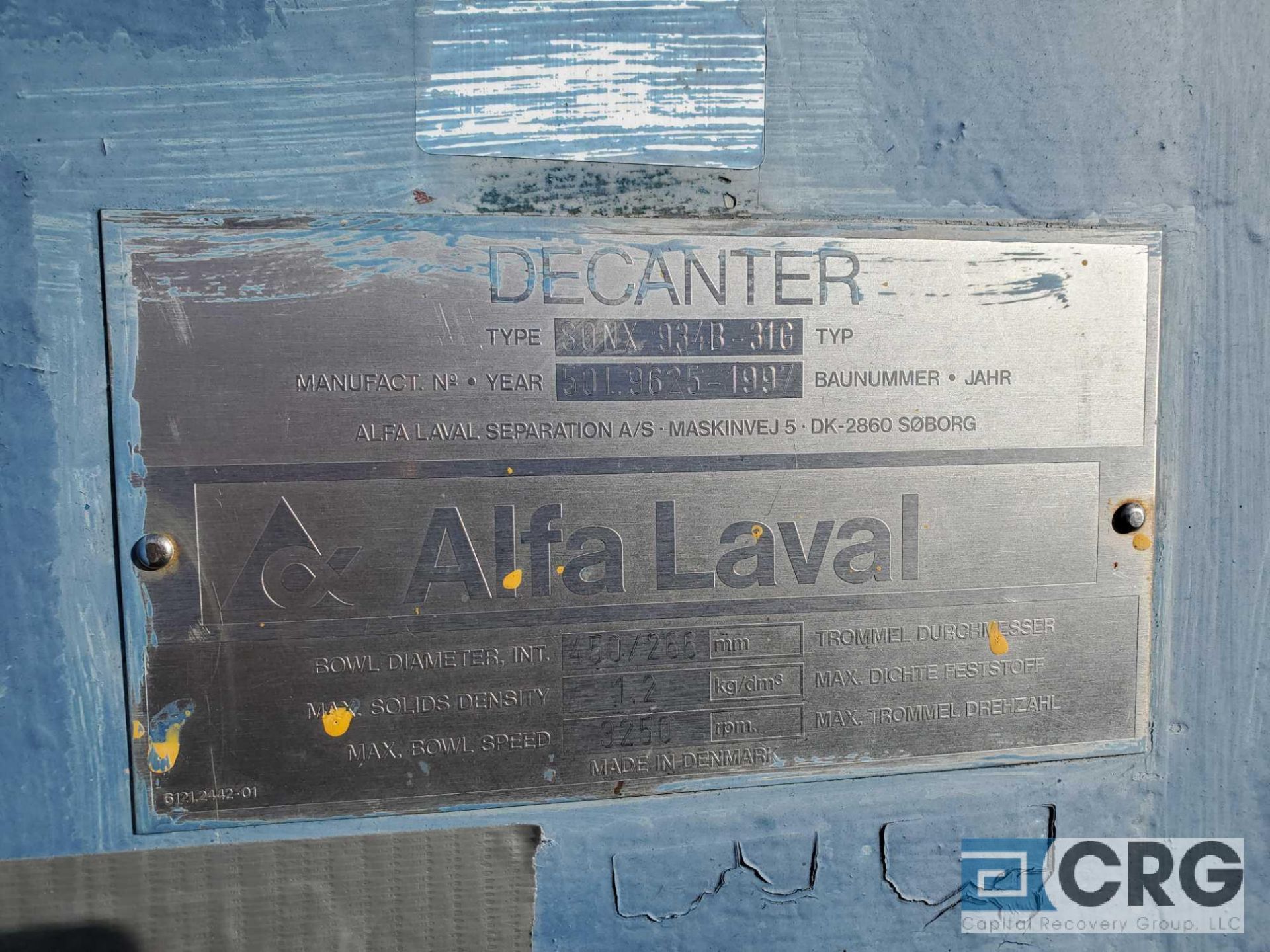 Alfa Laval NX934P-31G Centrifuge Unit, 8,000 GVWR, 480/3ph motors, in pieces, VIN# 5059625 [ - Image 13 of 13
