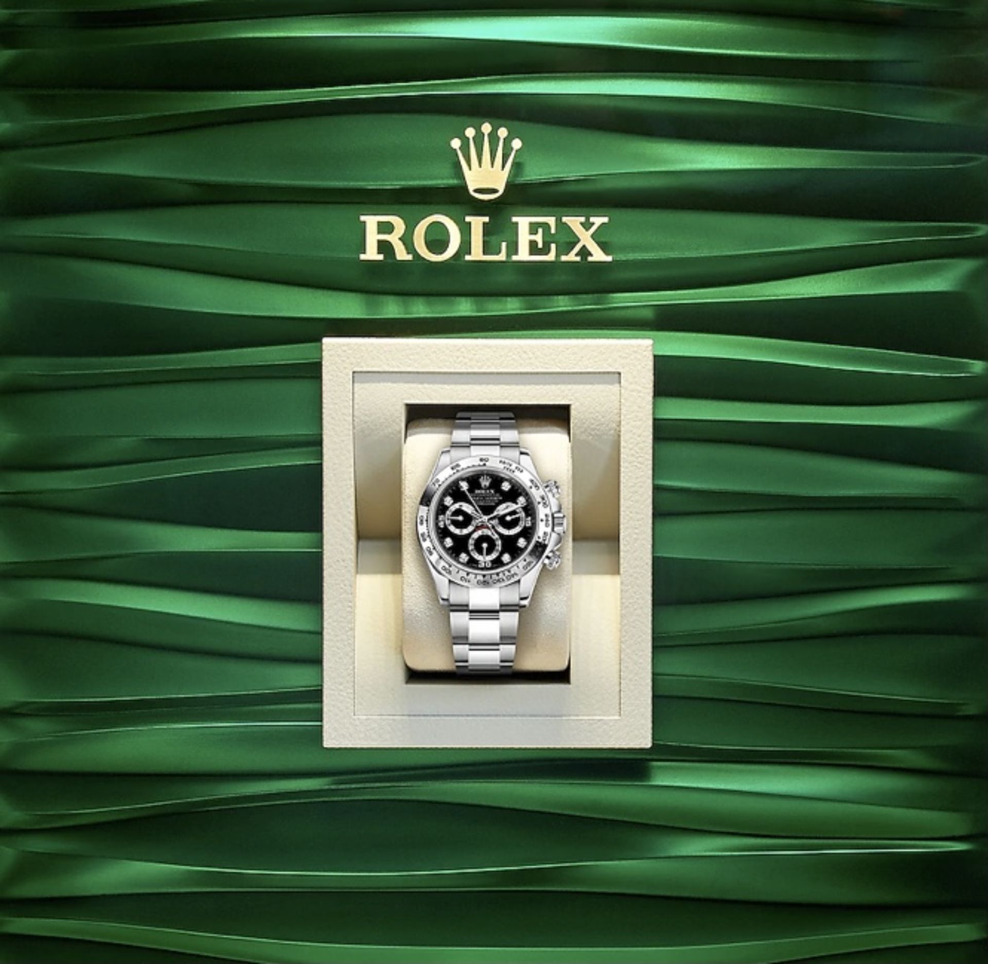 ROLEX DAYTONA 18ct "WHITE GOLD" BLACK DIAL WITH DIAMOND MARKERS *BRAND NEW-COMPLETE SET* - Image 2 of 2