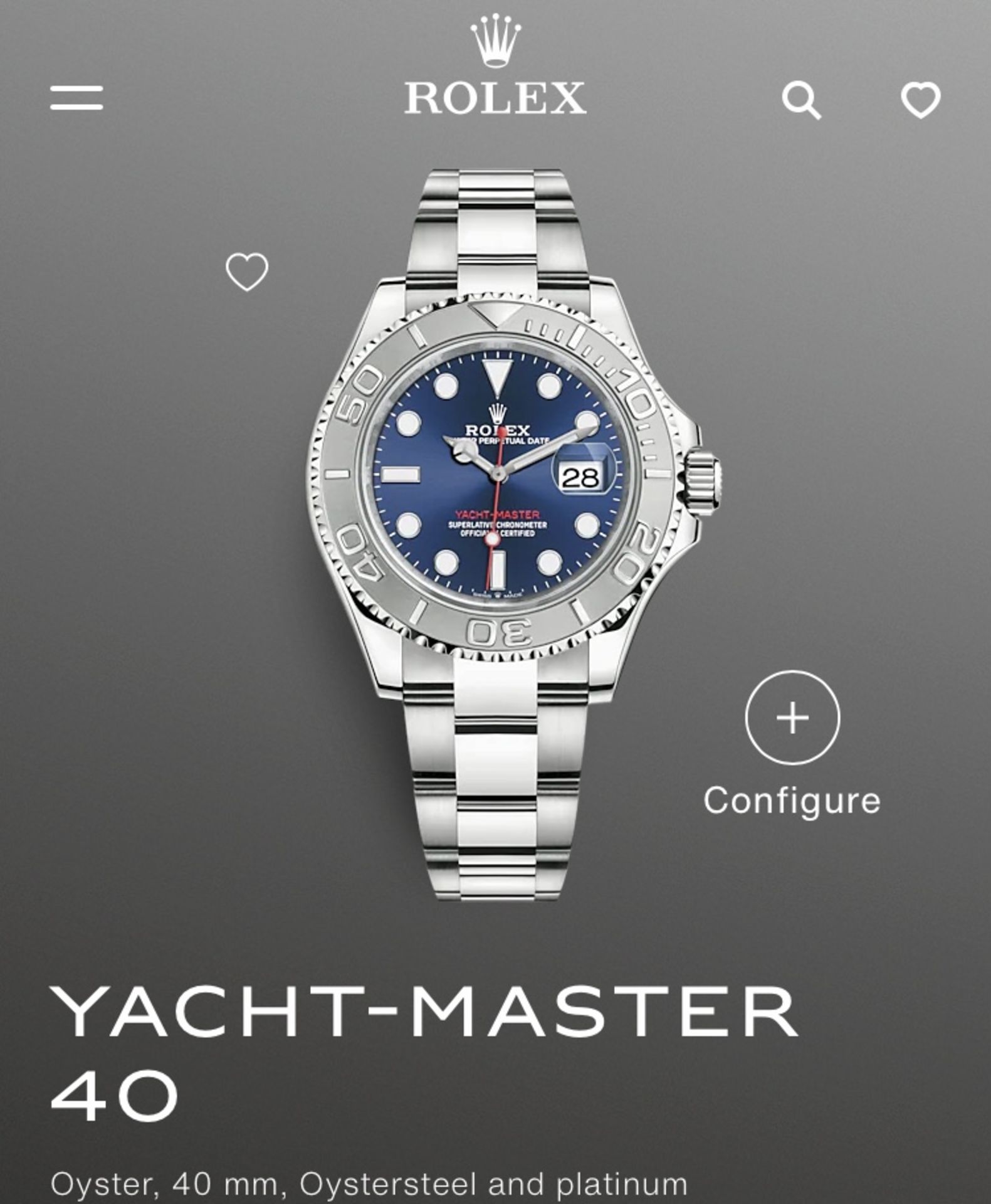 ON SALE ROLEX YATCH-MASTER 40mm "STEEL & 18ct PLATINUM - BLUE DIAL AND RED HANDS" (2020 BRAND NEW