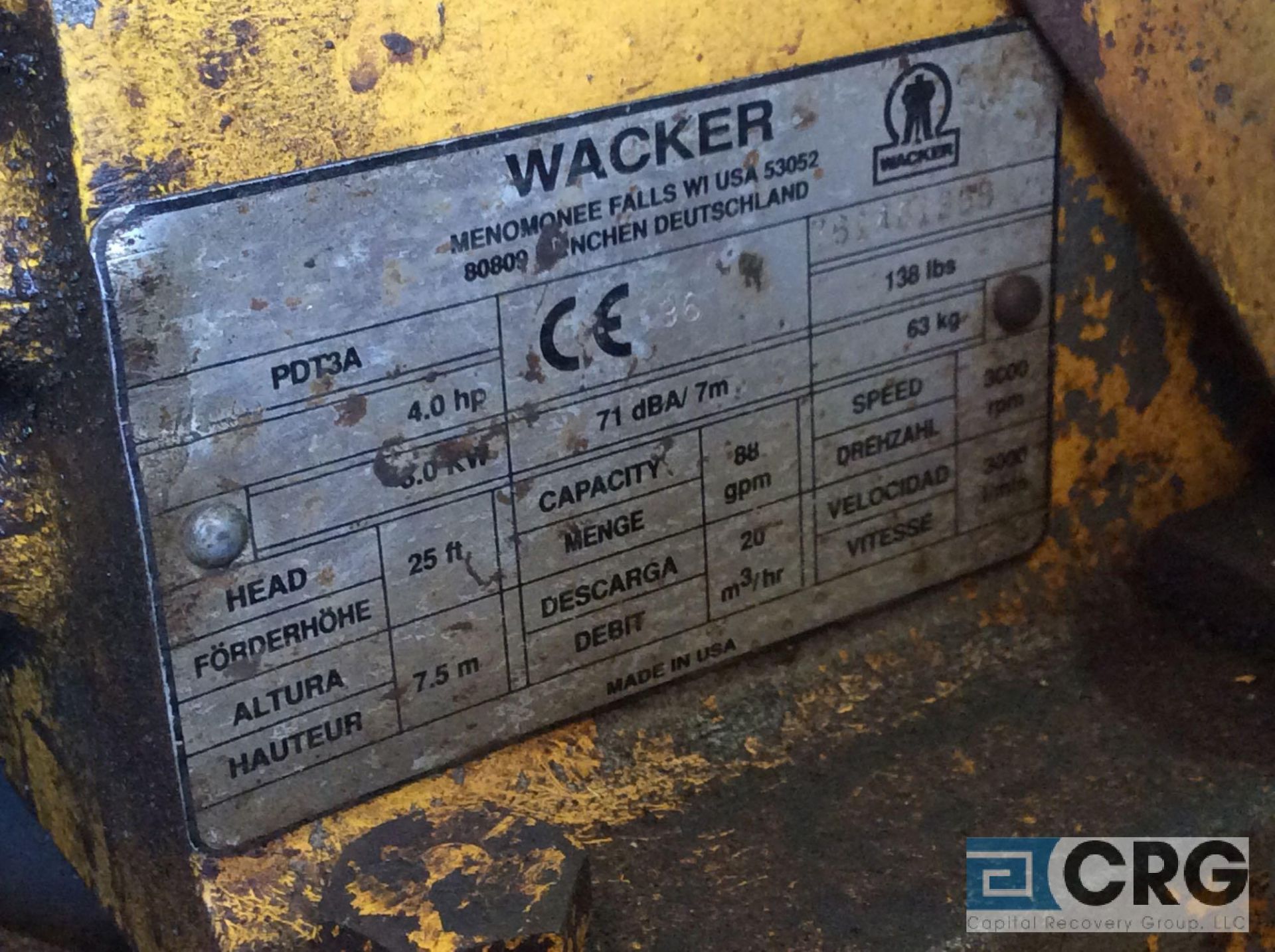 Wacker PDT3A diaphragm pump with Honda motor - Image 2 of 2