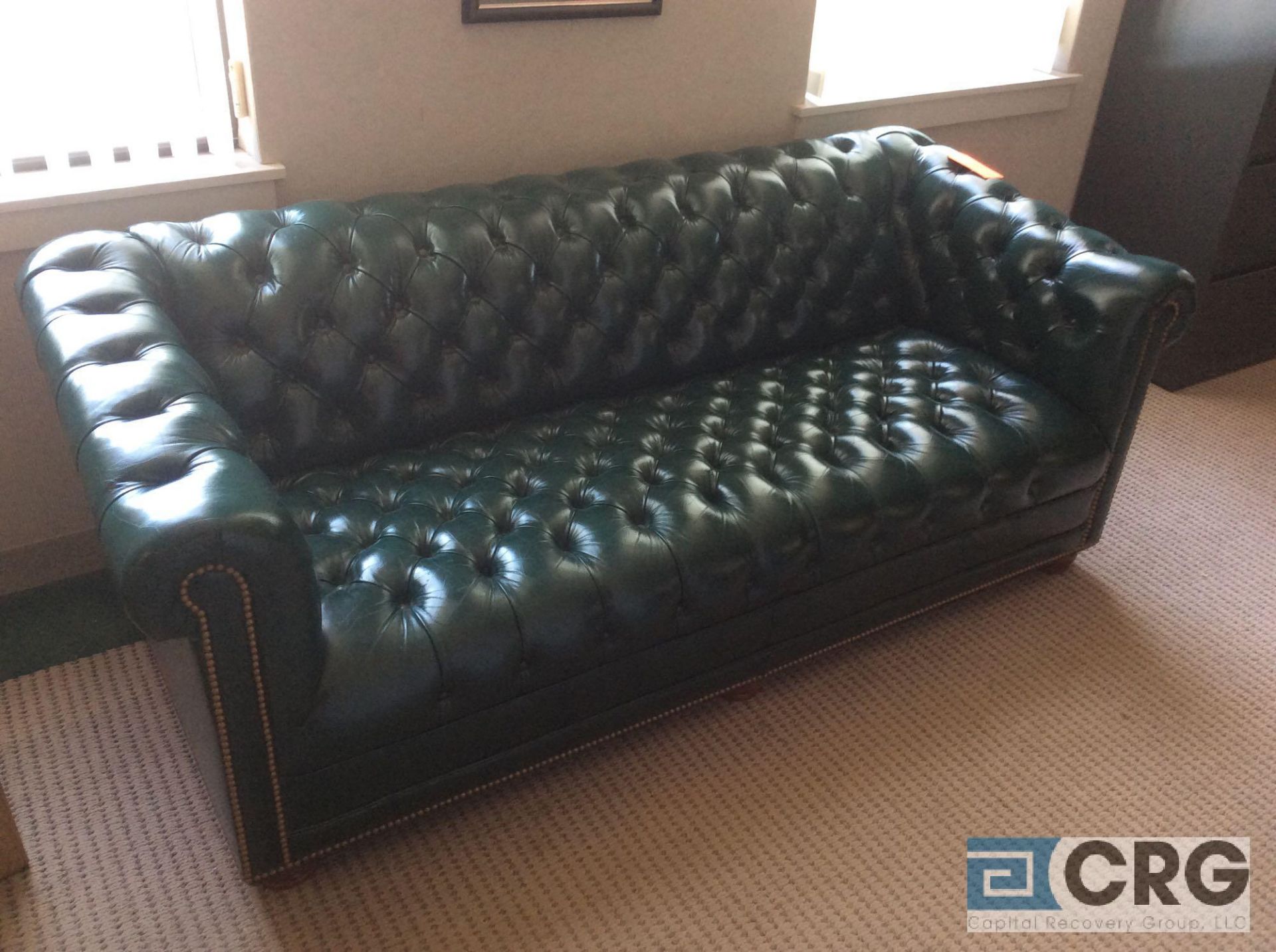 6 foot leather sofa with leather arm chair - Image 2 of 2