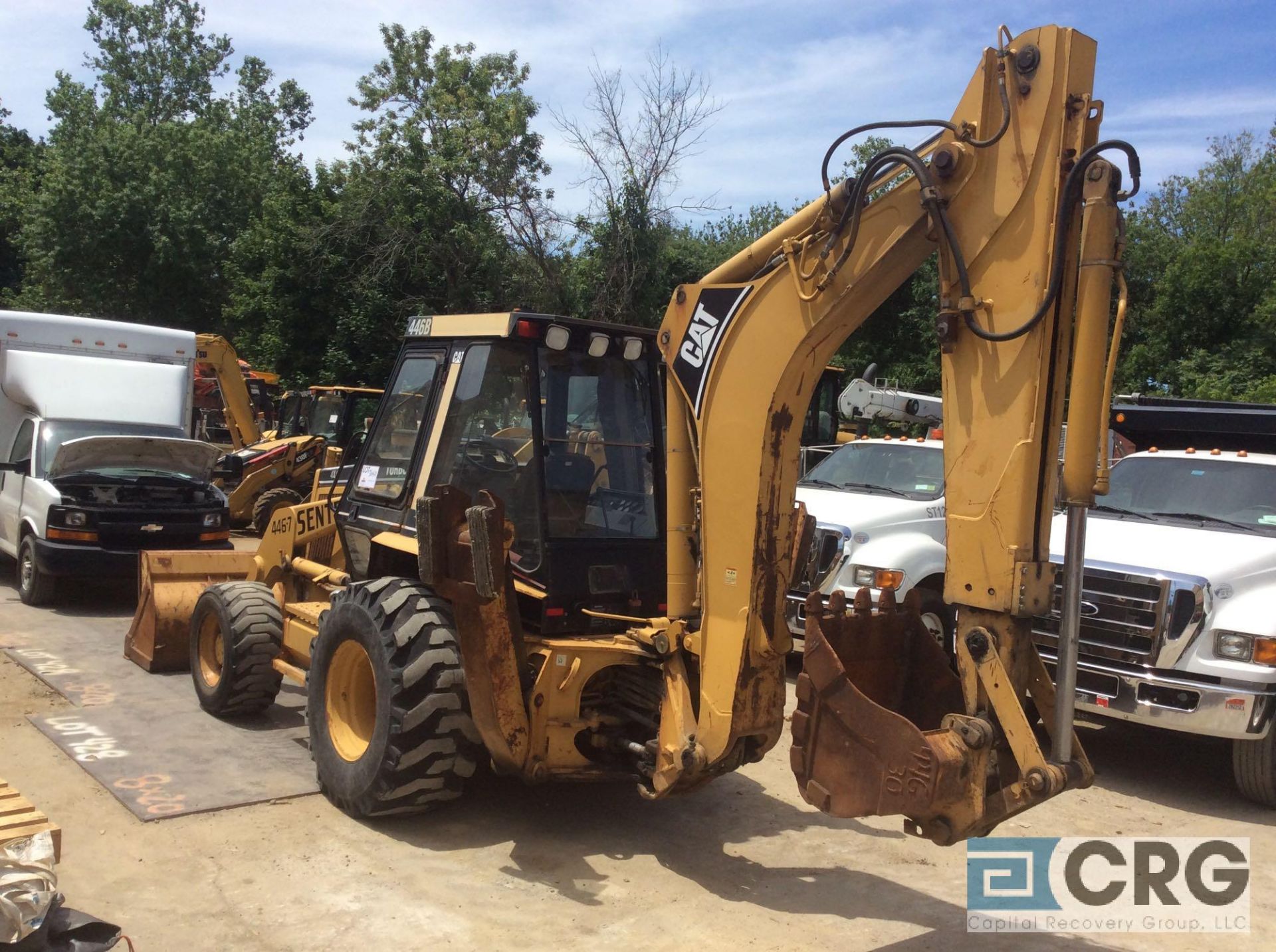 2001 CAT 446B backhoe, low hours, 4 X 4, plumbed for a hydraulic hammer, with extend-a-hoe - Image 5 of 11