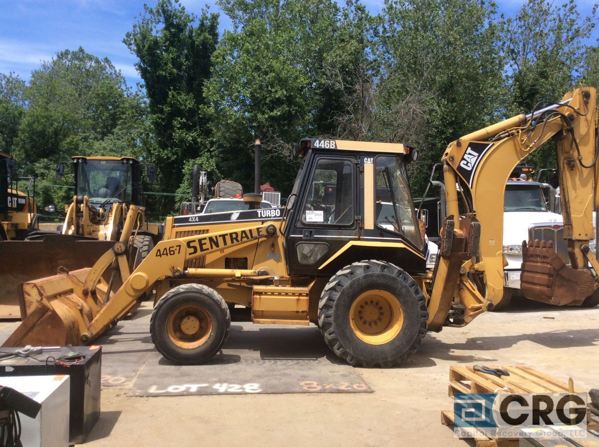 2001 CAT 446B backhoe, low hours, 4 X 4, plumbed for a hydraulic hammer, with extend-a-hoe