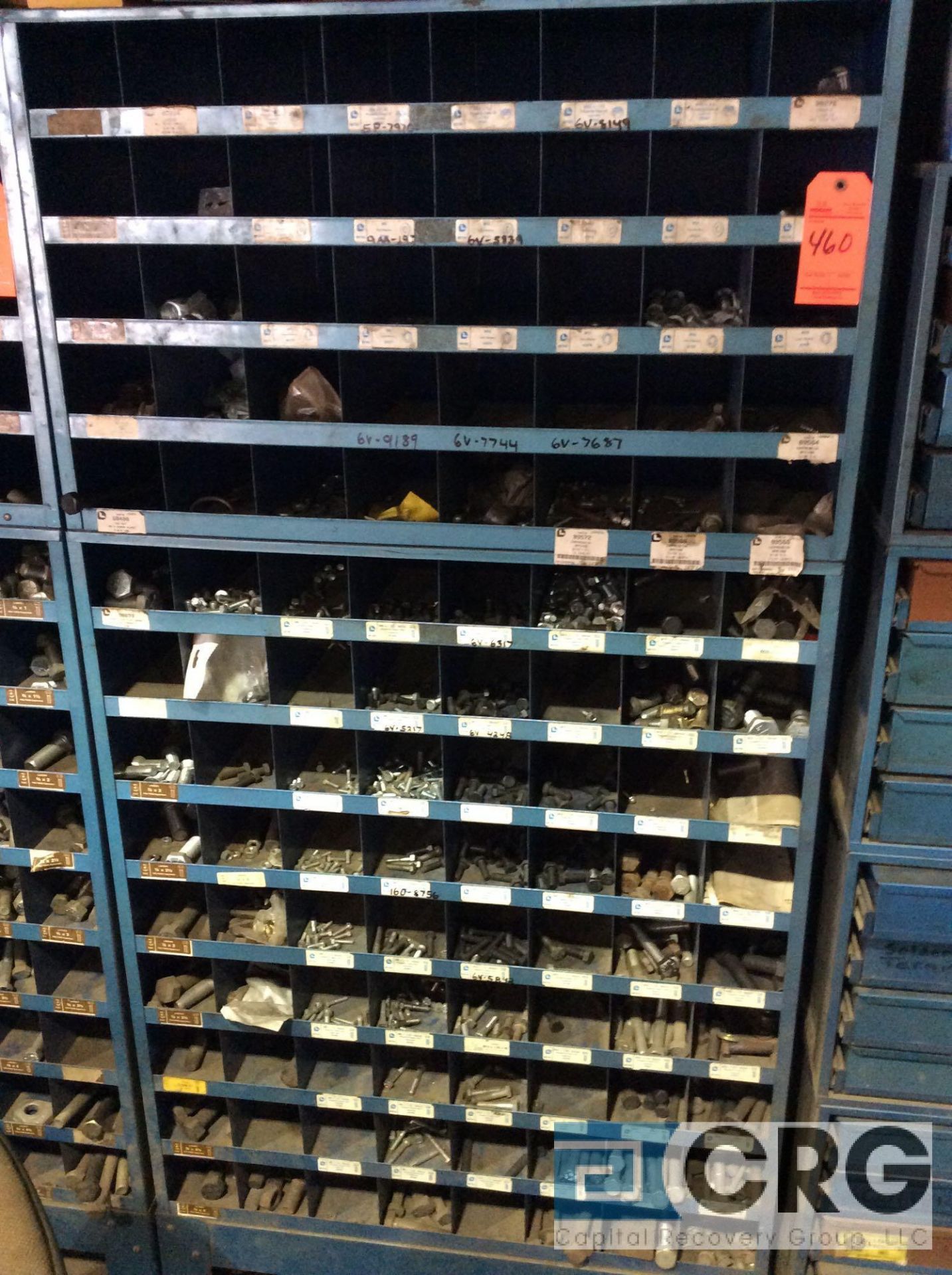 Lot of (4) sections of pigeon hole shelving with NUTS AND BOLTS contents - Image 3 of 4