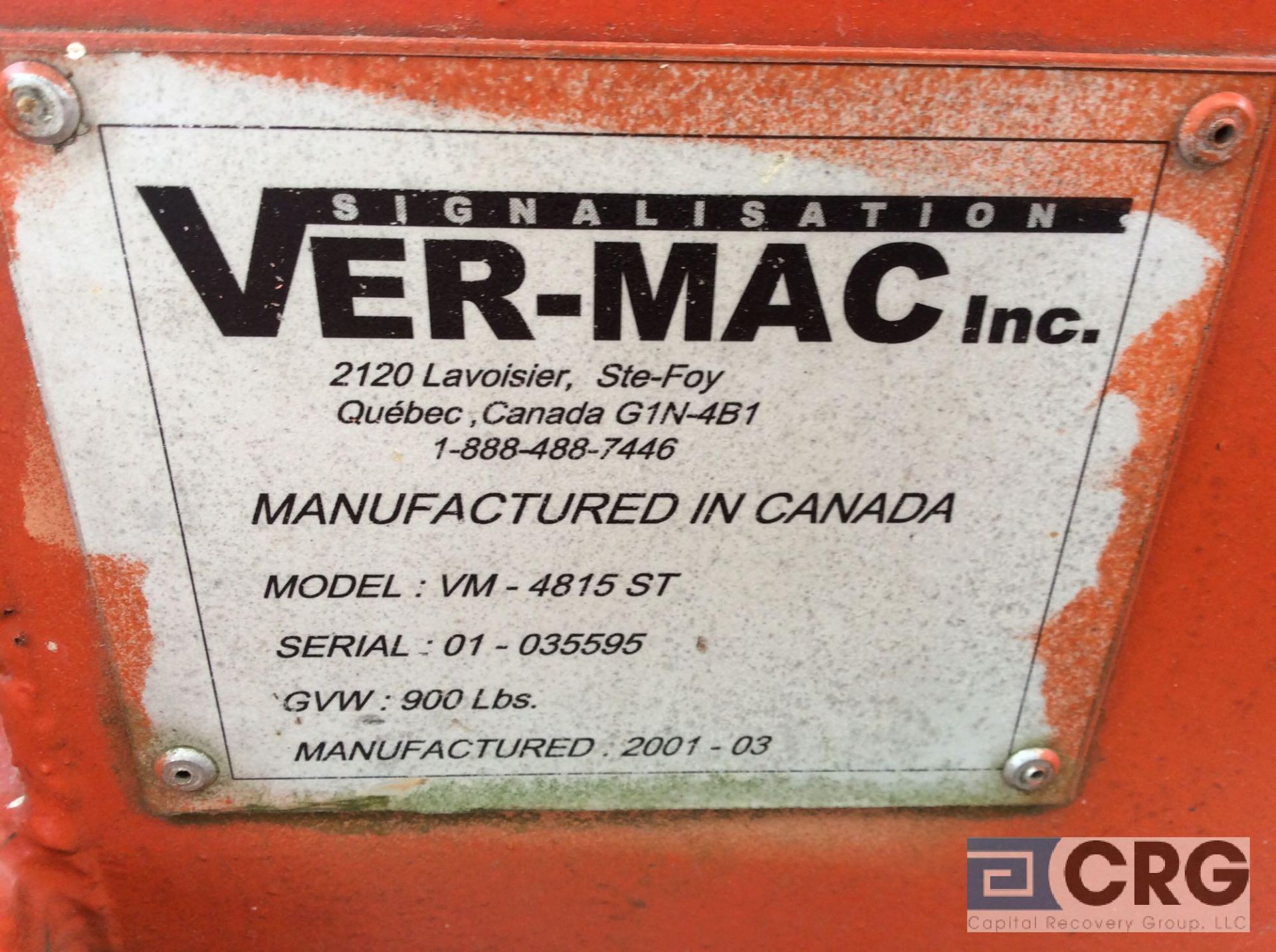 Ver Mac VM-4815ST tag-a-long construction arrow board, YEAR 2003 - Image 3 of 3