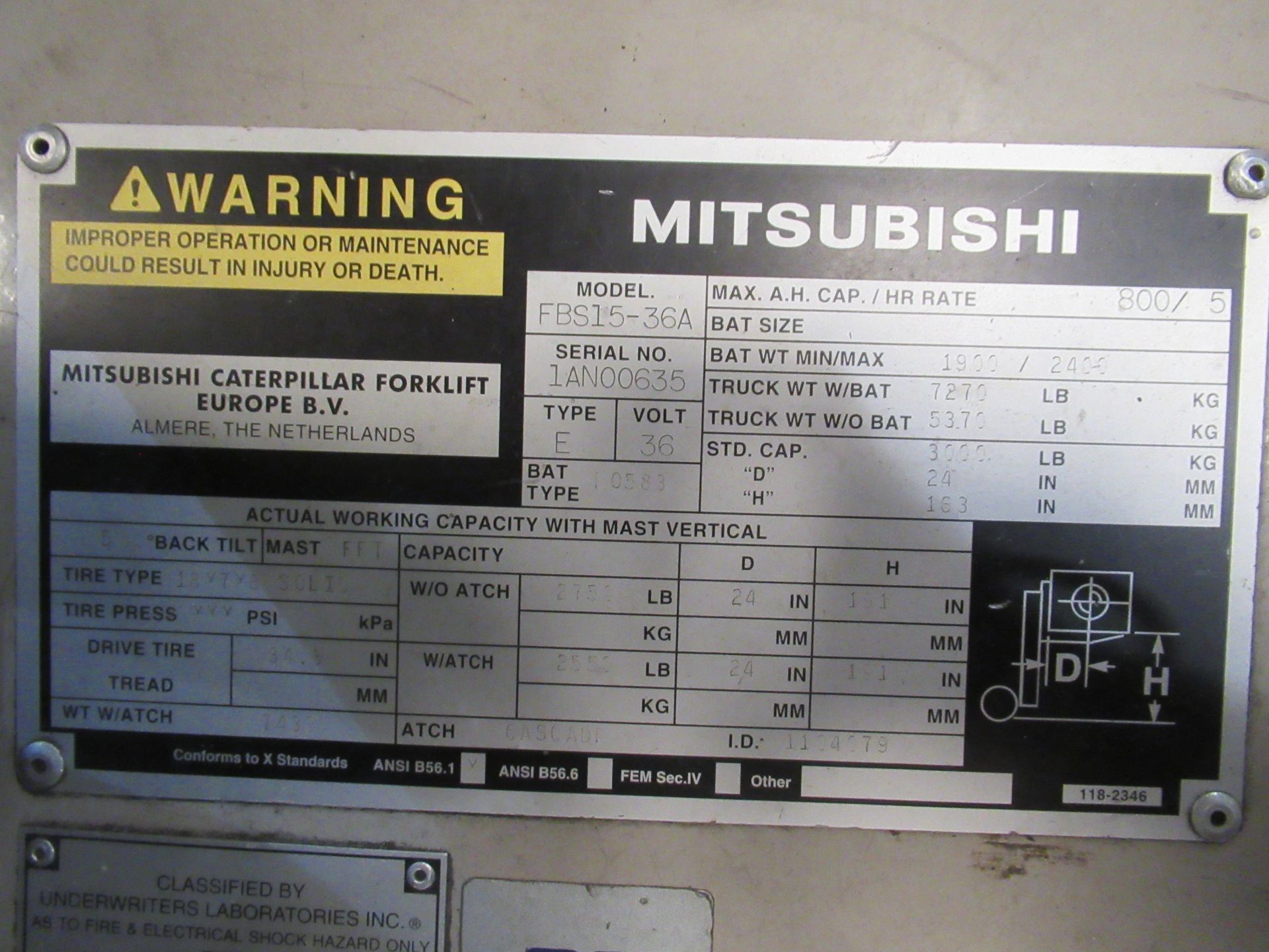 Mitsubishi Electric Forklift - Image 5 of 7