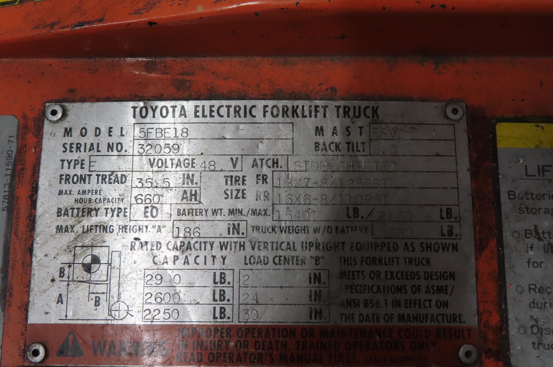 Toyota Electric Forklift - Image 3 of 3