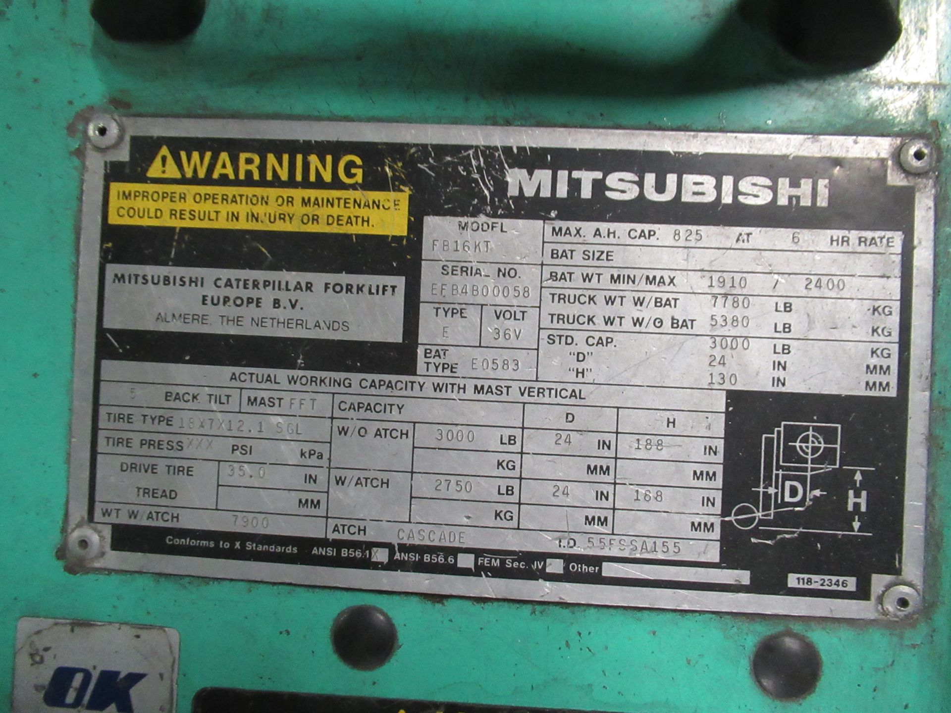 Mitsubishi Electric Forklift - Image 7 of 9