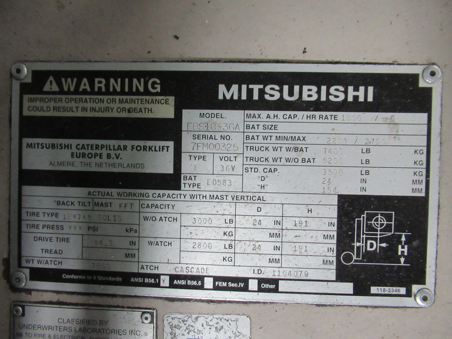 Mitsubishi Electric Forklift - Image 5 of 7